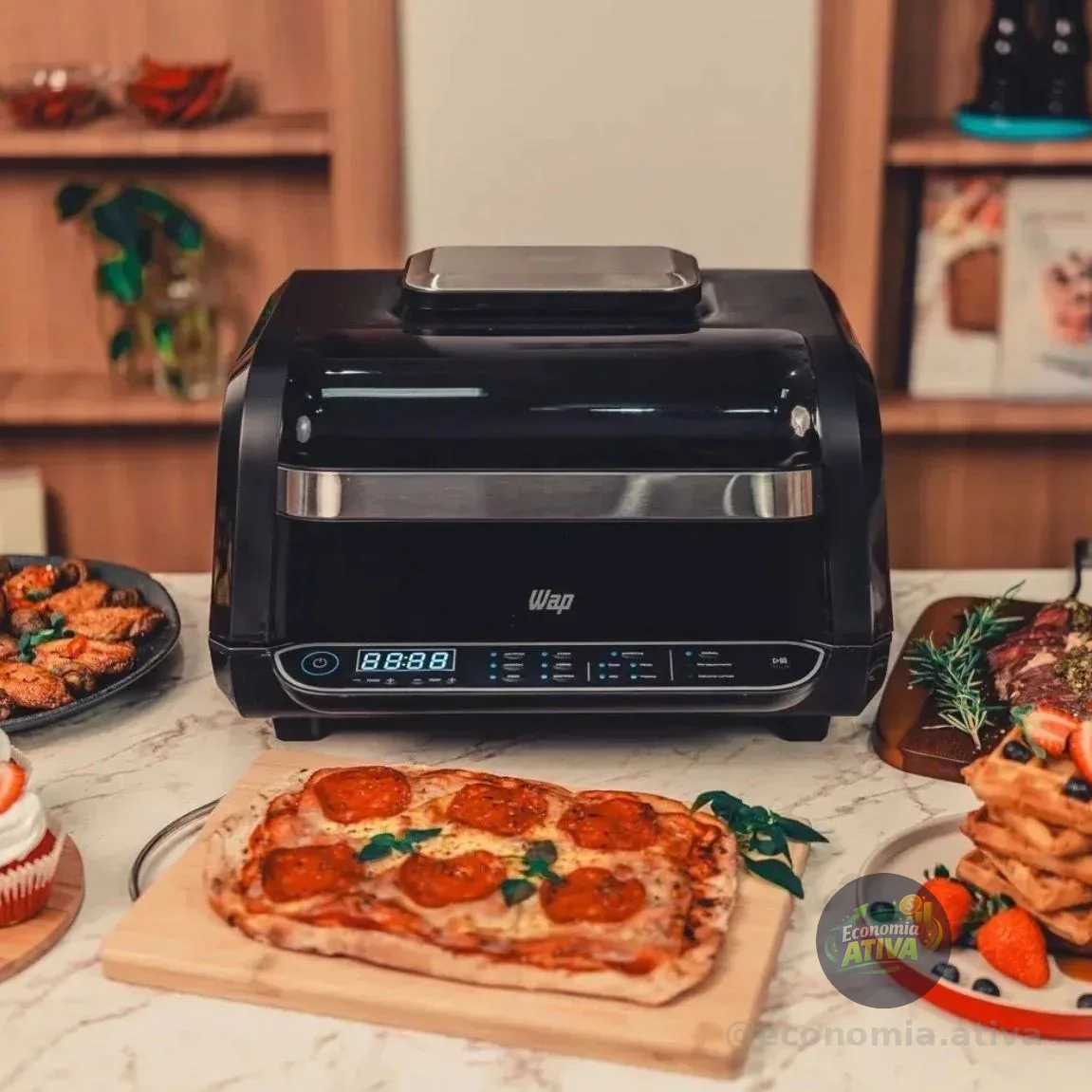 Fritadeira Elétrica Air Fryer 8 Em 1 Barbecue Heat Digital Wc Ab1030 6,6 Litros Wap Preto 127v
