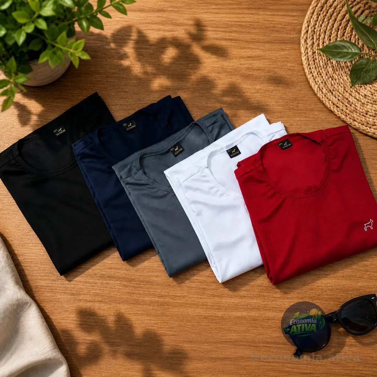 Kit 5 Camisetas Parvori Dry Fit Academia Esportes - Slim Fit