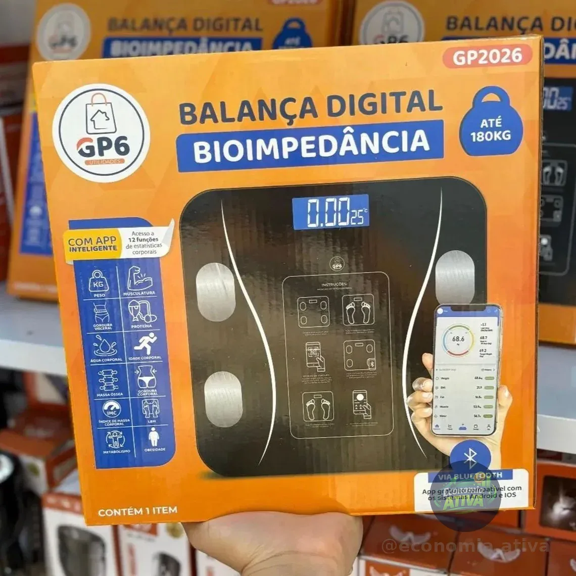 Balanca Digital Biopedância Bluetooth Aparelho Capacidade Máxima De 180kg