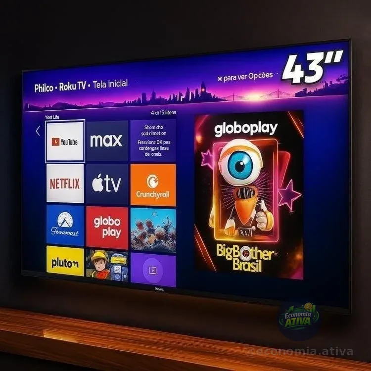 Smart TV 43" Philco Roku TV HDR10 Dolby Áudio