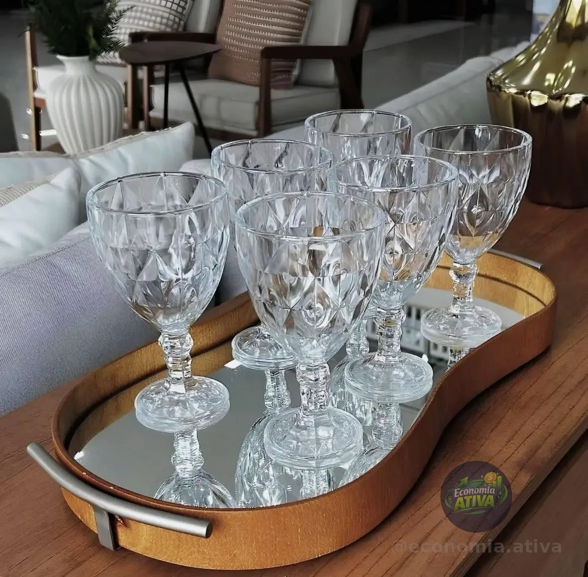 Jogo 6 Taças De Cristal 340ml Diamond