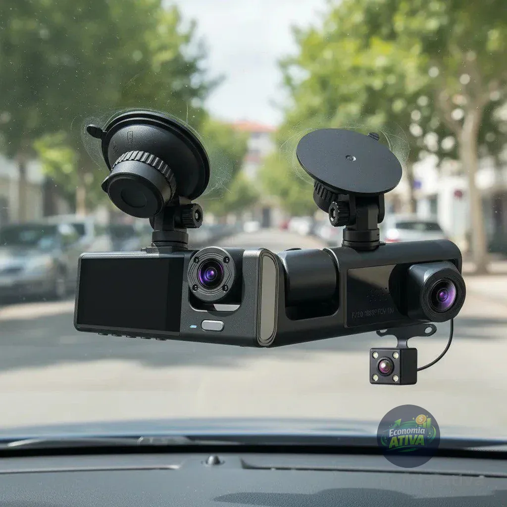 Câmera 3 Lentes Automotiva Veicular Noturna 1080p