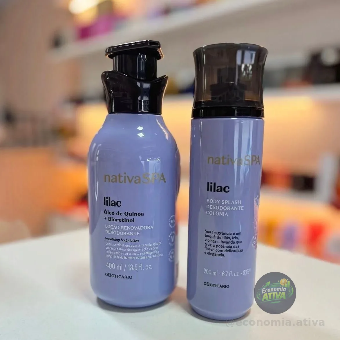 Nativa Spa Lilac: Loção Corporal 400ml + Body Splash 200ml