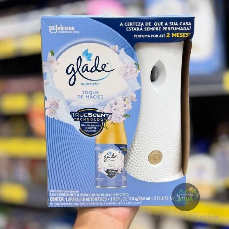 Glade Aromatizador de Ambiente Automático, Toque de Maciez, Kit Aparelho e Refil 260ml
