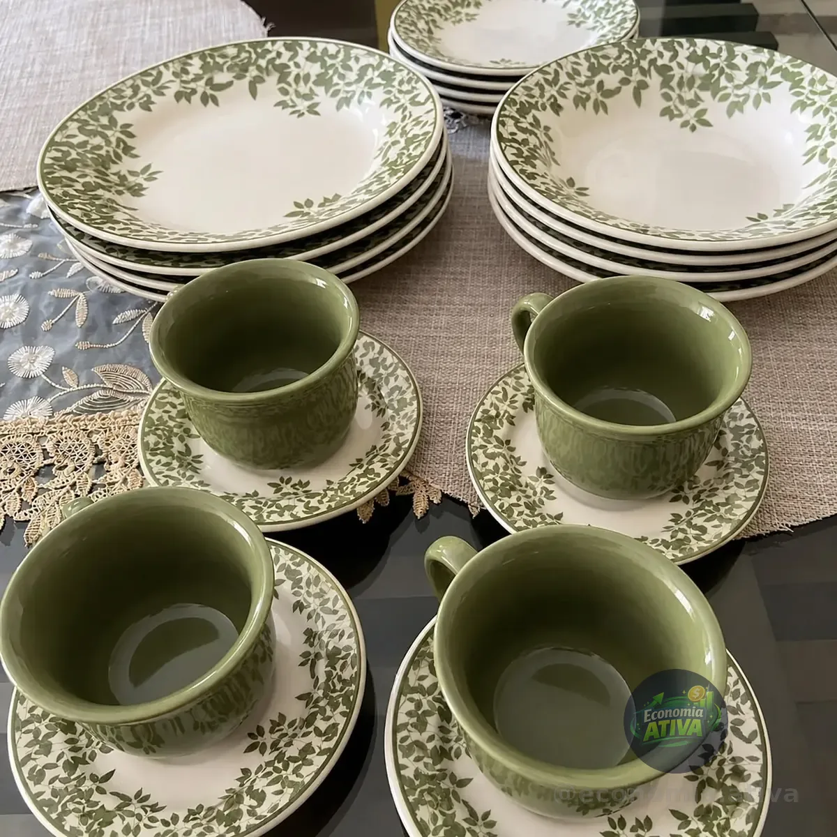 Aparelho De Jantar 20 Peças Foliage Biona Donna 24 Estampado Floral