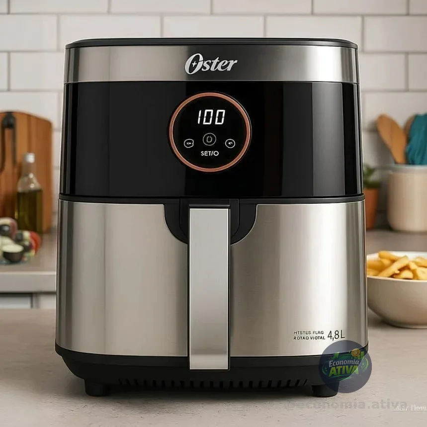 Fritadeira Sem Óleo 4,8 Litros Black Inox Ofrt660 Oster Preto 220v