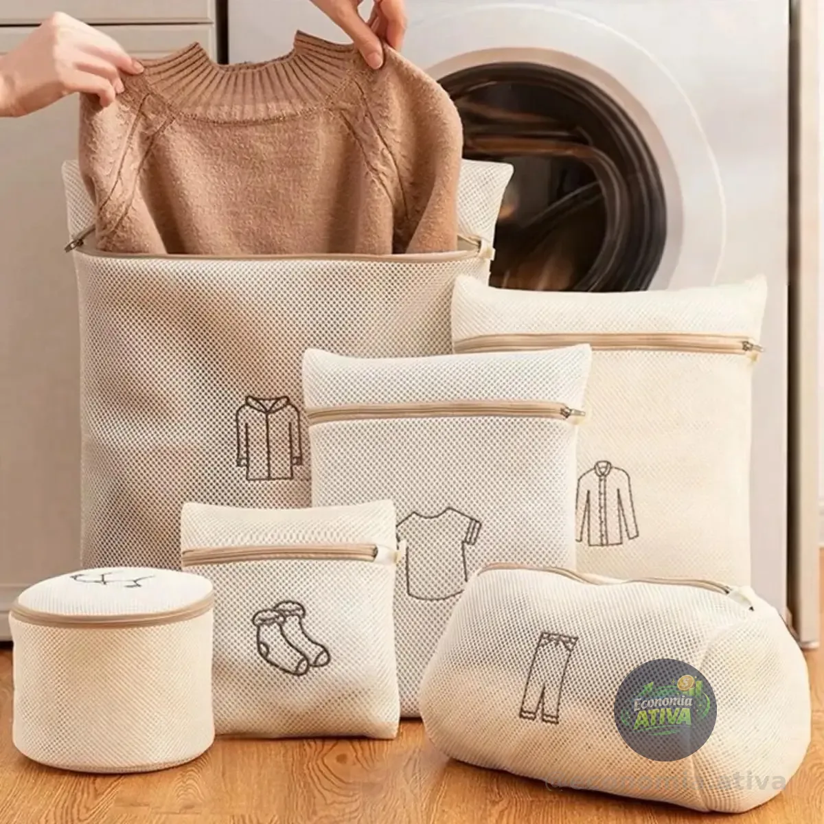 Kit 6 Sacos Protetores Maquina Lava Roupas Delicadas Íntimas Nude