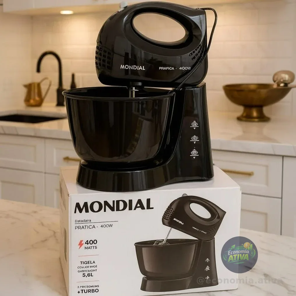 Batedeira Prática Mondial 400w - B-44-b Preto 127v