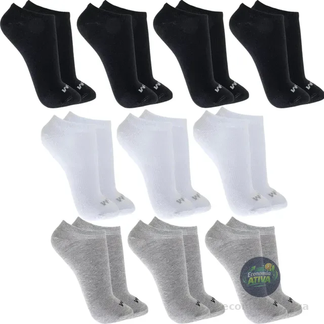 Kit 10 Pares Meias Mash Invisível Esportiva Algodão Original