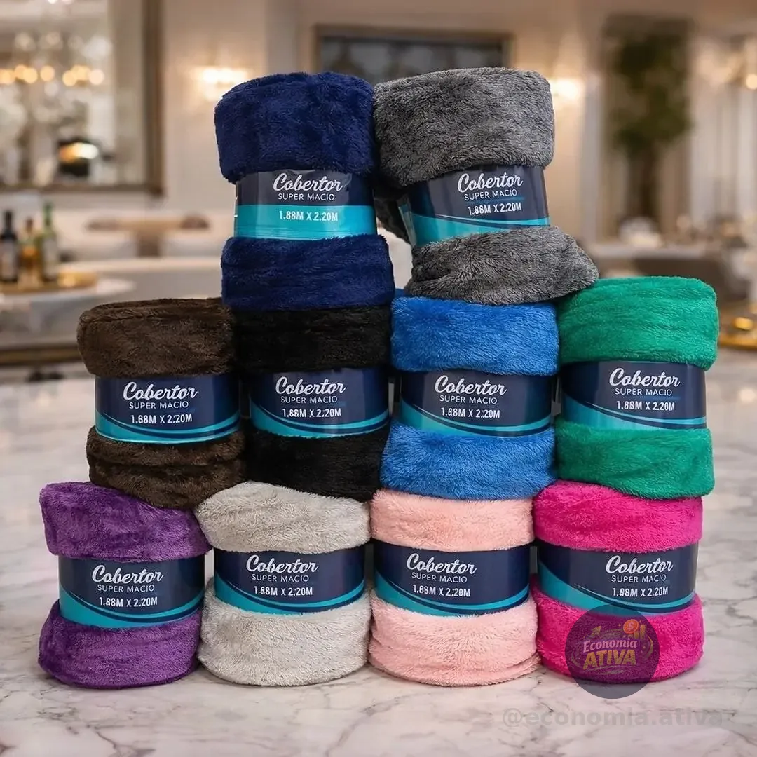 Kit 2 Cobertor Mantinha Microfibra Casal Manta Macia Diversas Cores Lisa Sortida Liso 700 G