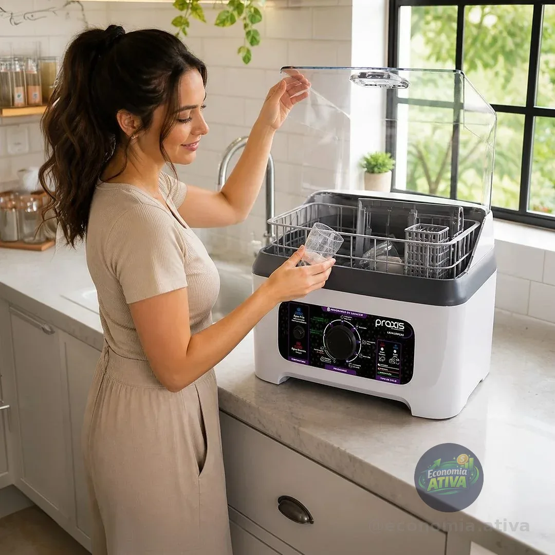Lava Louças Portátil Praxis 8 Programas 3l Capacidade Cor Branco 127v