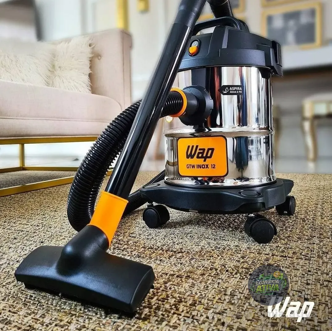 Aspirador De Pó E Água Wap Gtw Inox 12 1400w Com Bocal De Sopro Aço Inoxidável/preto/amarelo 127v