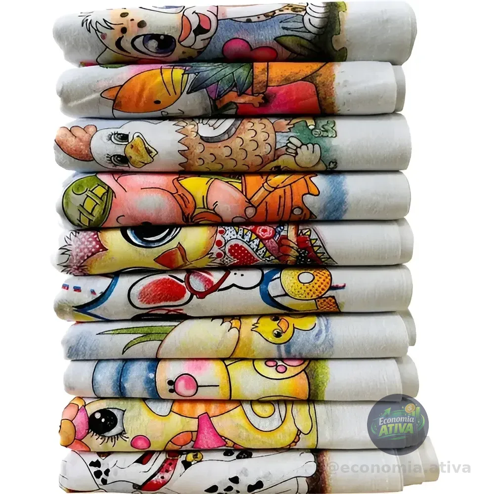 Kit 10 Pano De Prato Estampado 100% Algodão - 38cm X 63cm