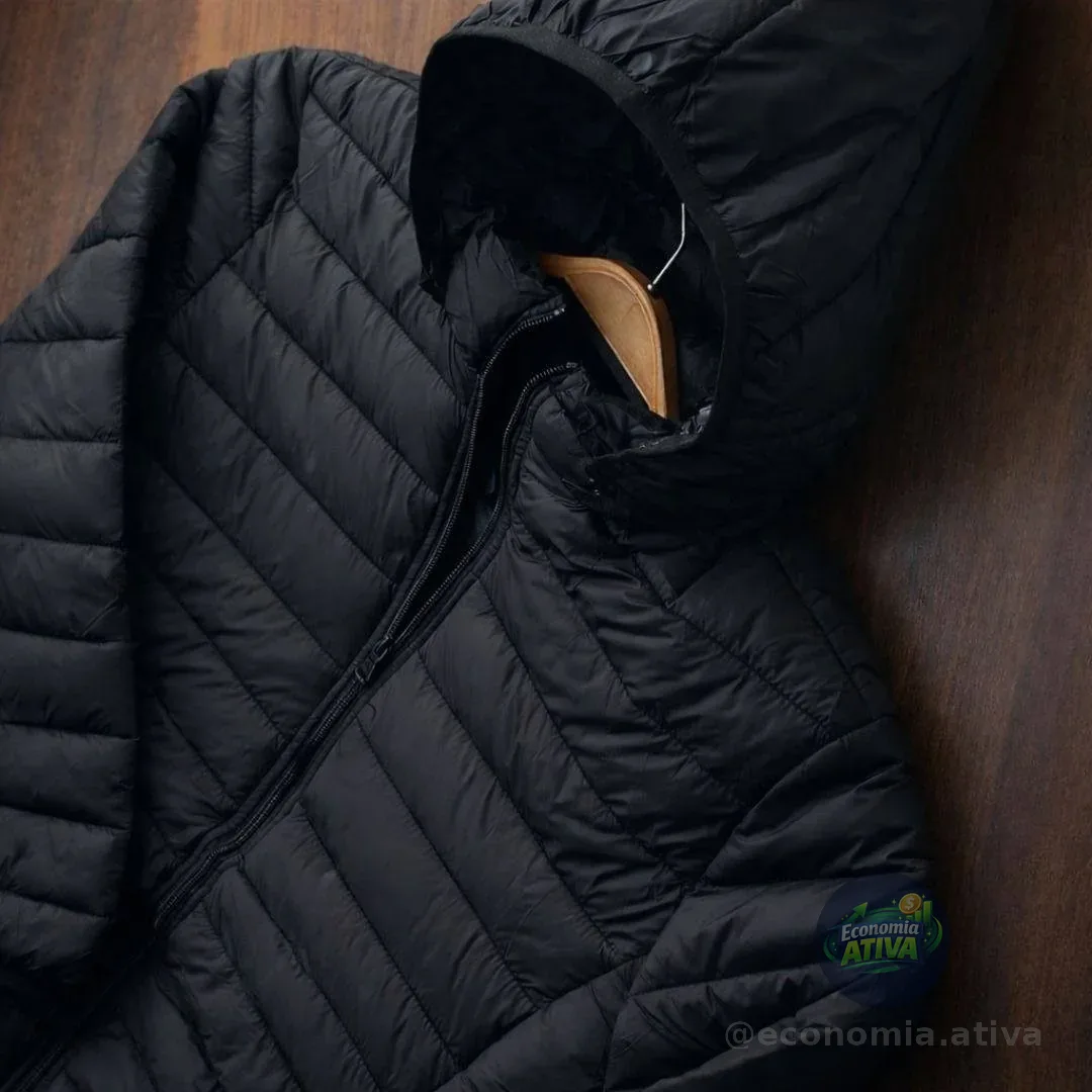 Jaqueta Feminina Bobojaco Puffer Impermeável Com Capuz Nylon