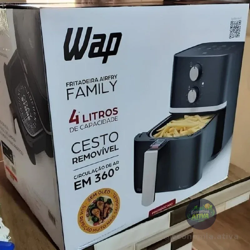 Fritadeira Elétrica Wap Air Fryer Family 4l Antiaderente E Com Desligamento Automático 1500w Preto, Cinza E Champagne 127v
