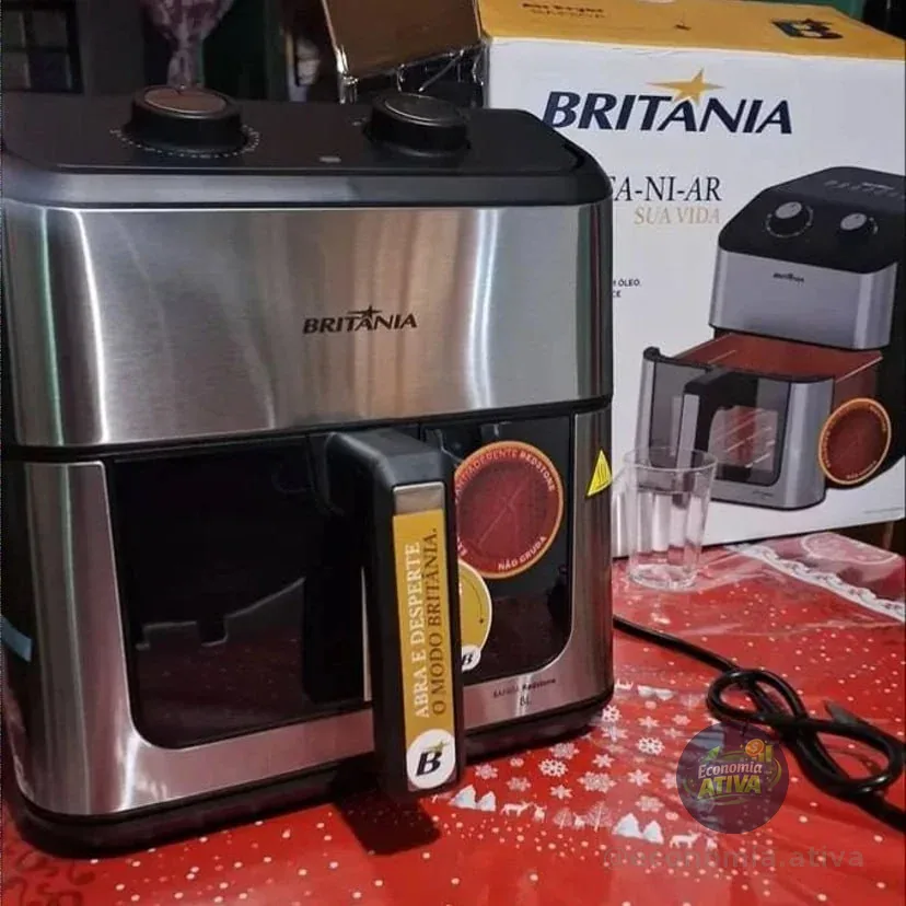 Air Fryer Britânia 8l Redstone Visor Glass Baf80a Preto 127v