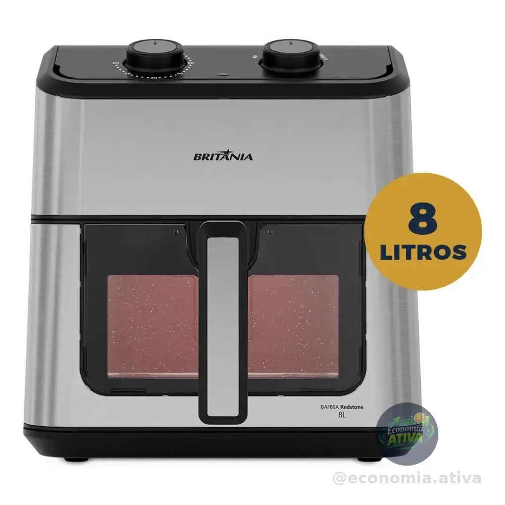 Air Fryer Britânia 8l Redstone Visor Glass Baf80a Preto 127v