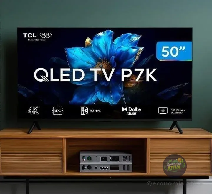 Smart Tv Tcl 50 Polegadas Qled 4k P7k Wifi Bluetooth Google Tv Hdr10+ Dolby Atmos Dolby Vision 50p7k