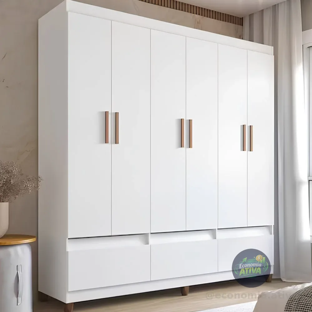 Guarda-roupa Bartira Ilhéus Com Cabideiro - Branco