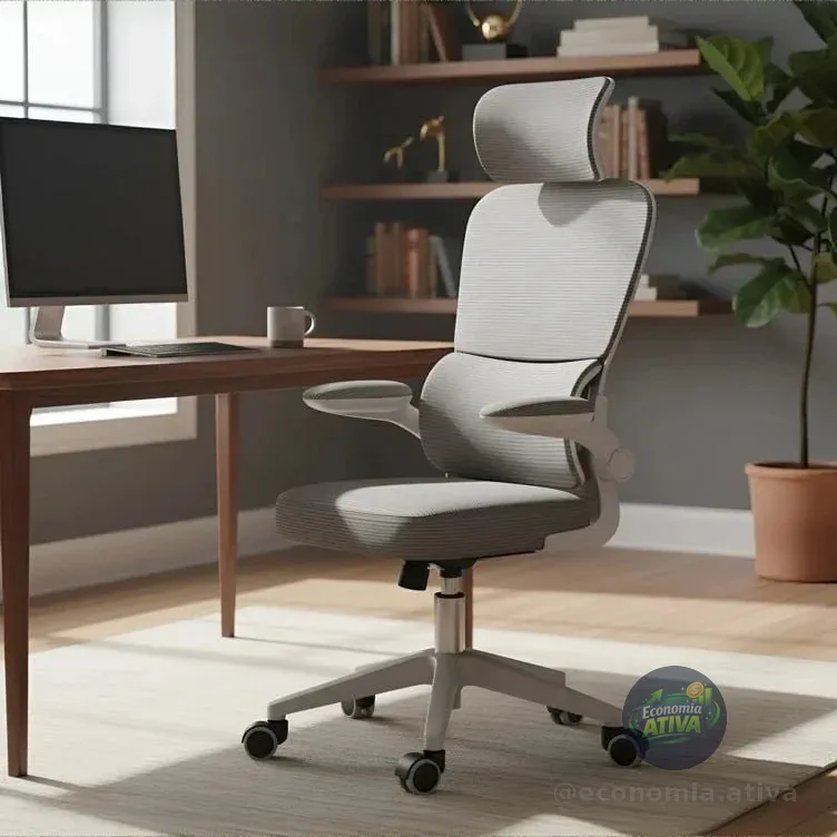 Cadeira Escritório Ergonômica Genebra G500 Luvinco Cor Cinza Com Suporte Lombar Estofado Mesh Malha