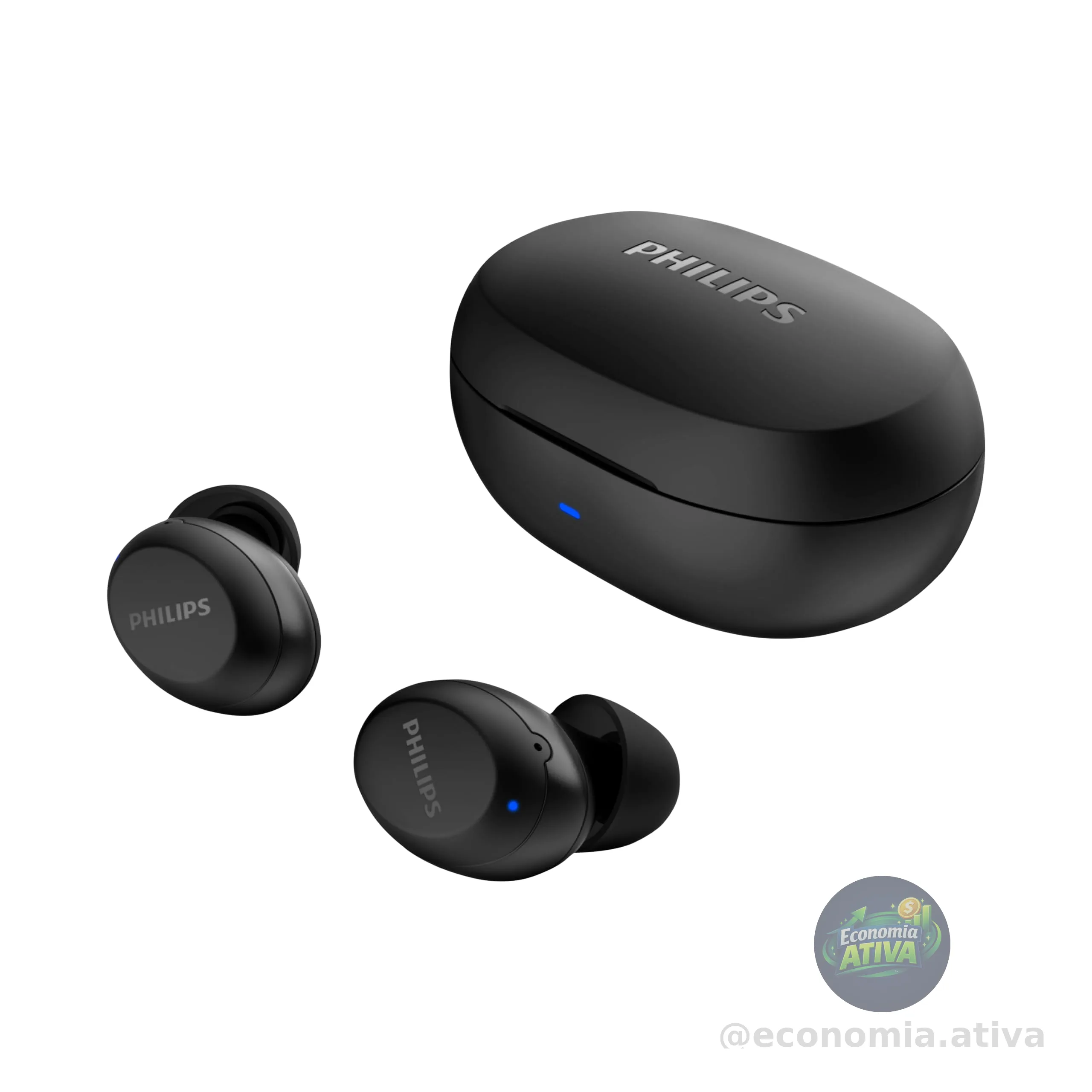 PHILIPS Fone de ouvido sem fio TWS bluetooth com microfone e bateria para 18 horas preto