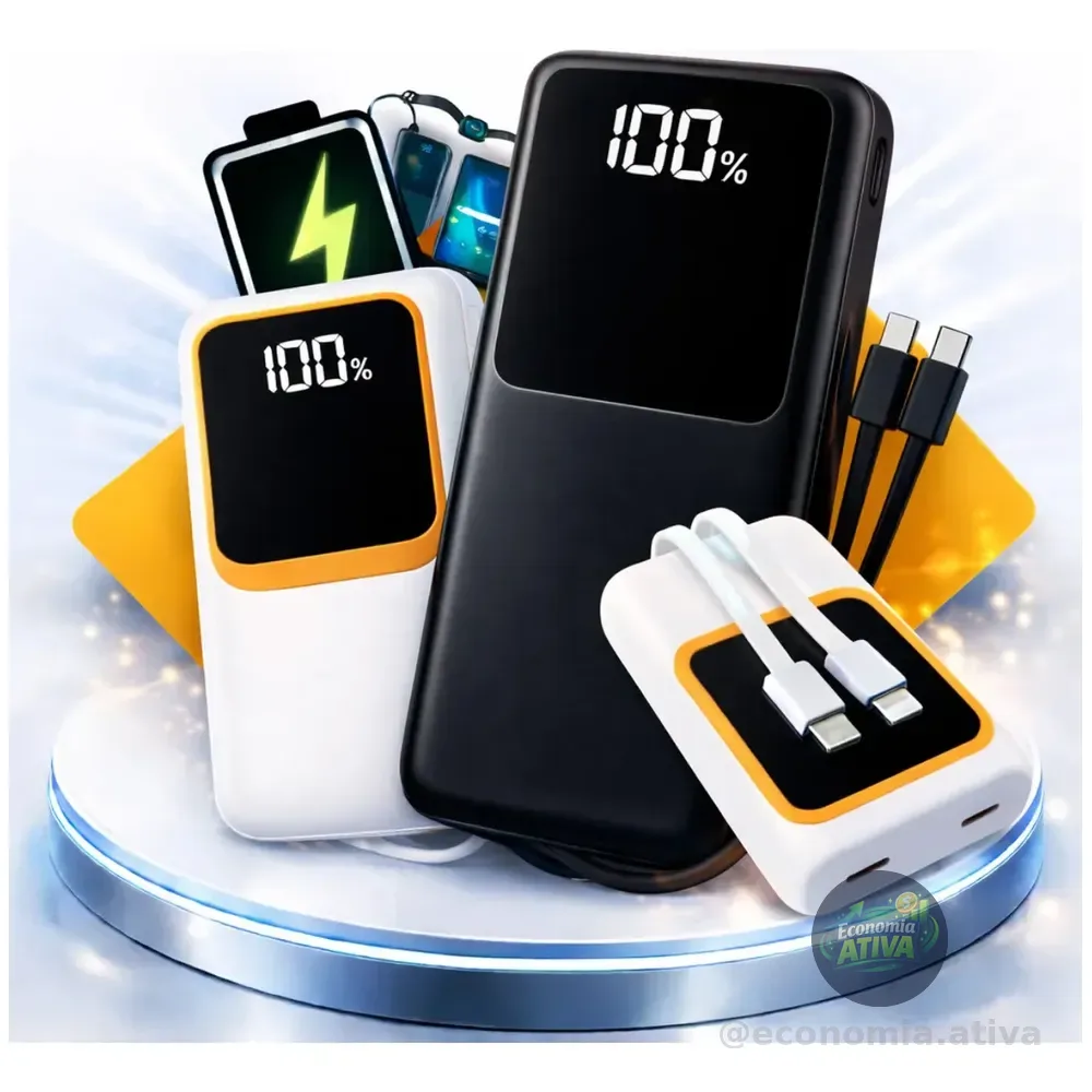 Power Bank 20.000mah Carregador Portátil Maxnova Carga Rápida Premium Com Display Compatível Com Todos Os Celulares Turbo Preto