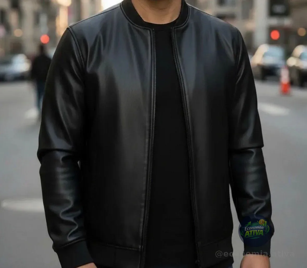 Jaqueta Bomber Courino Masculina Com Zíper E Bolso