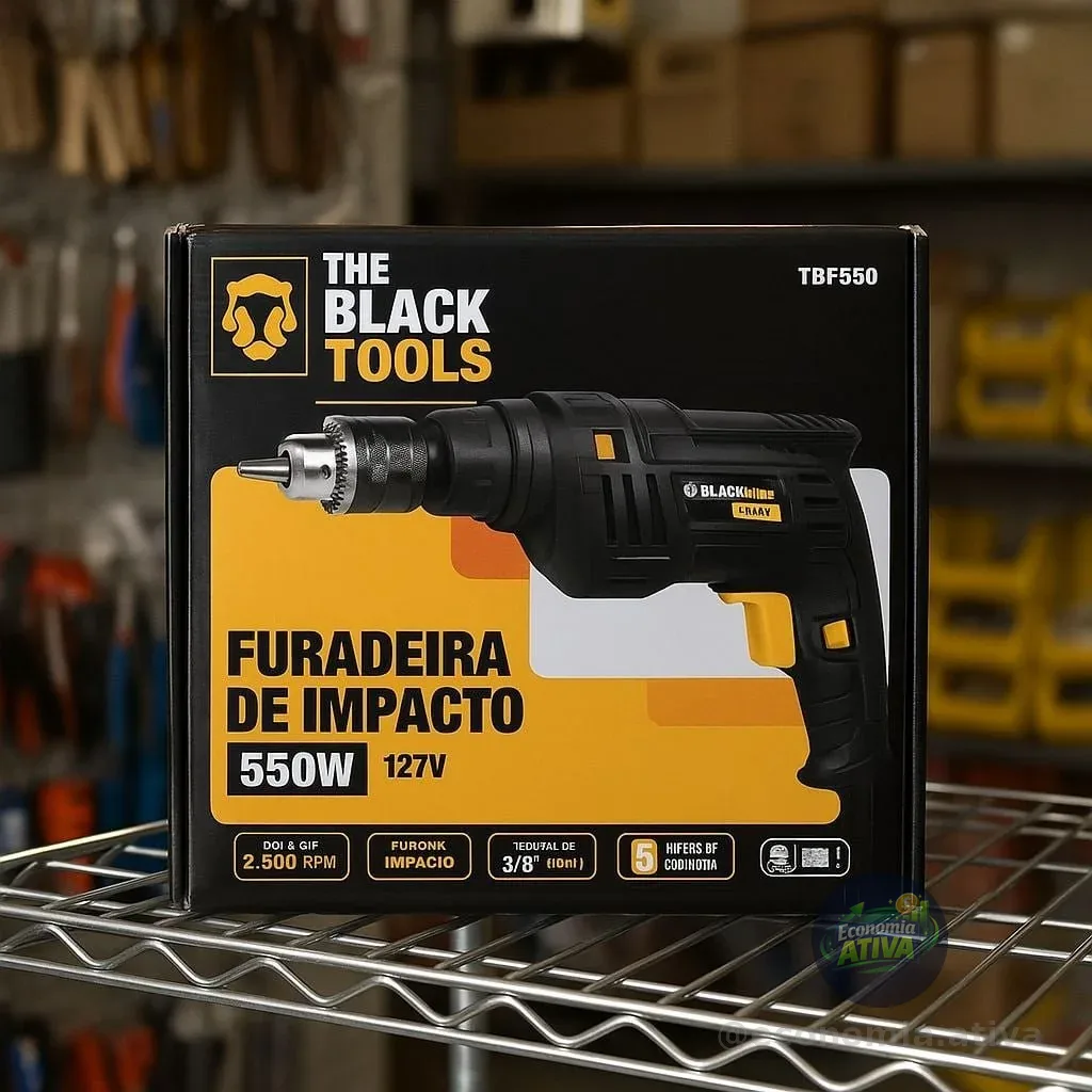 Furadeira De Impacto 3/8 Pol 550w Profissional Cor Preto 127v 50/60 Hz