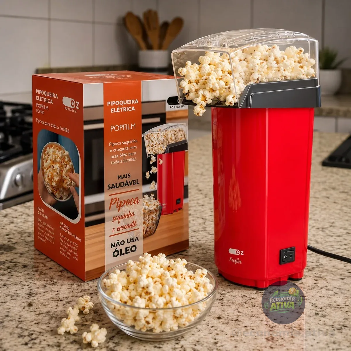 Pipoqueira Elétrica Popfilm Manteiga Sem Oleo 900w 127v Vermelho 127v
