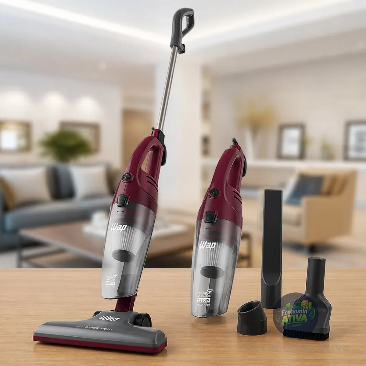 Aspirador De Pó Vertical E Portátil Wap High Speed Plus 1350w 1,2 Litros Filtro Hepa Tecnologia Cyclone 3 Em 1 Cinza/vermelho 220v