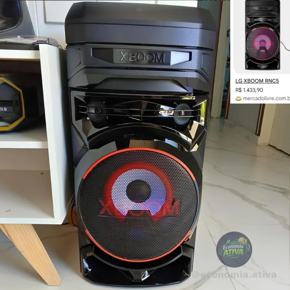 Torre De Som LG Xboom Rnc5 Bluetooth, Som Potente, Função Dj, Iluminação Led E Party Mode Preto 127/220v
