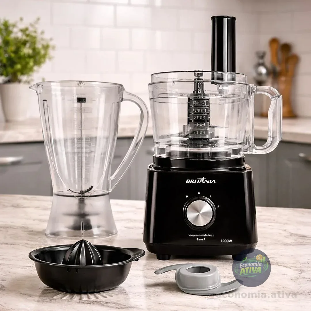 Multiprocessador britânia Bmp900 1000w 3 em 1 inox Preto 127v