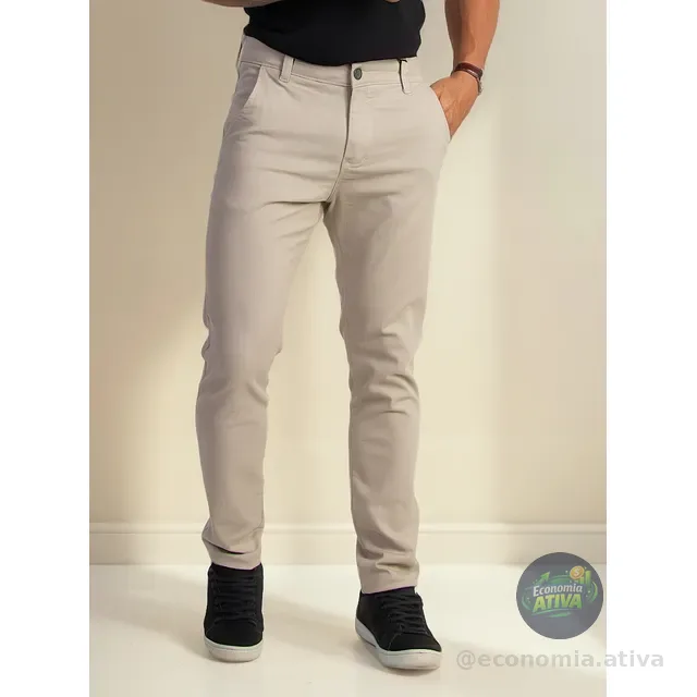 Calça Sarja Social Masculina Esporte Fino Com Elastano