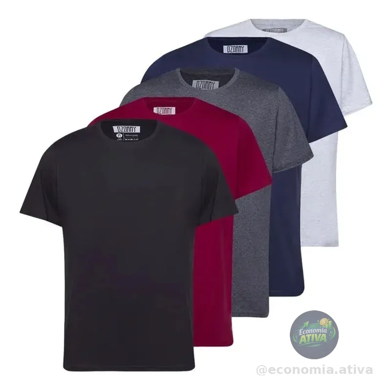 Kit 5 Camiseta Masculina 100% Algodão  Basica Treino Esporte