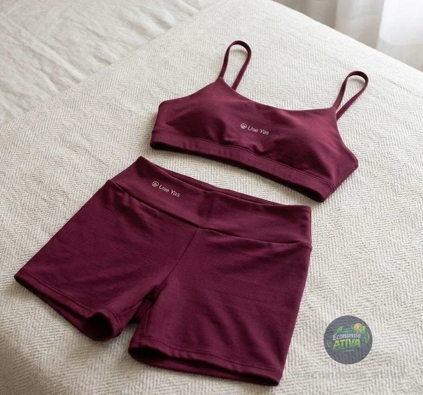 Conjunto Fitness Virginia Top Shorts Meia Coxa Cintura Alta