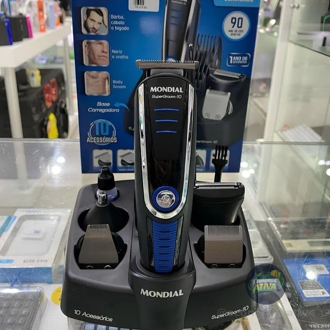 Aparador de Pelos Super Groom 10, Mondial, Preto/Azul, 6W, Bivolt - BG-03