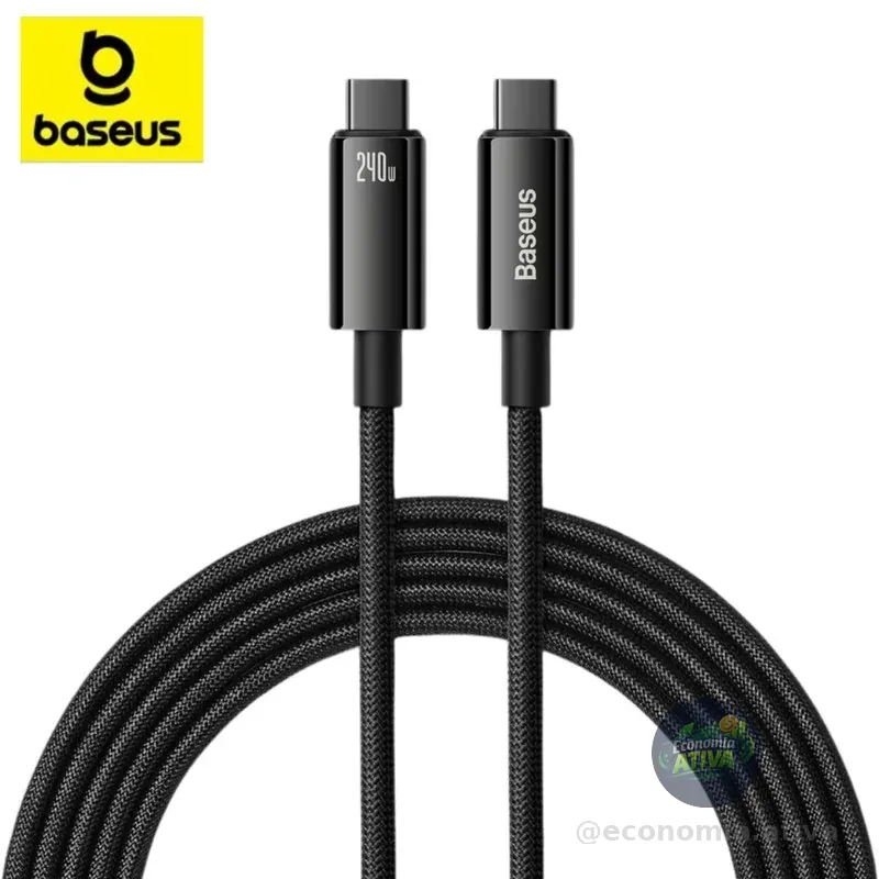 Cabo Turbo 240W Tipo C Baseus Rápido MacBook Usb C 2Metros Para Iphone 15 16  Samsung Android