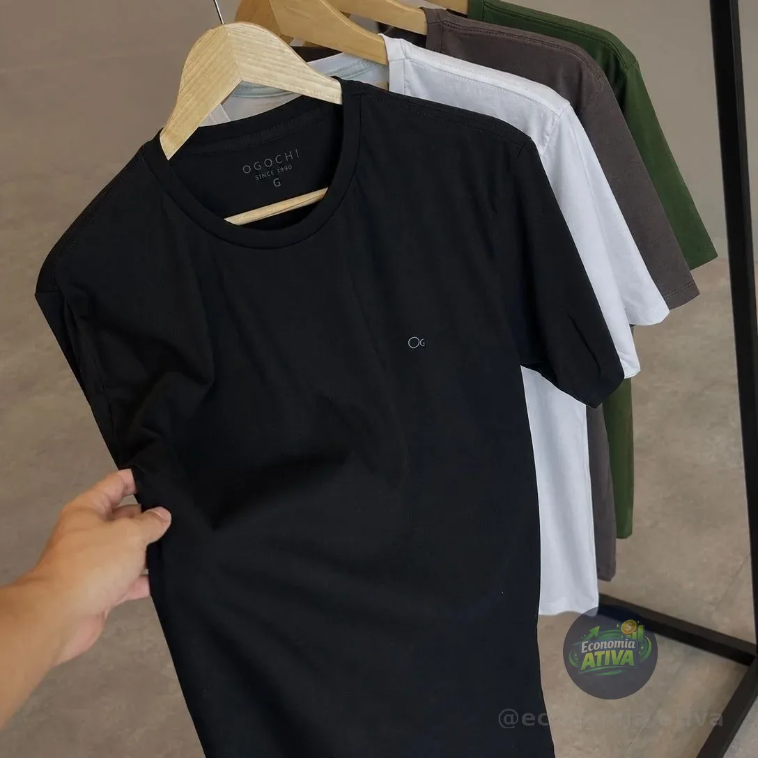 Camiseta Masculina Básica Slim Algodão - Várias Cores Ogochi