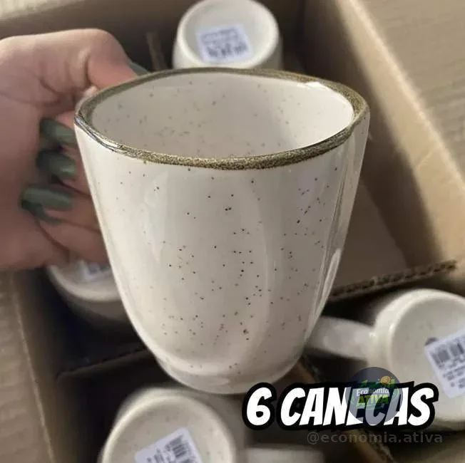 Jogo Com 6 Canecas De 260ml Em Porcelana Ryo Maresia Oxford