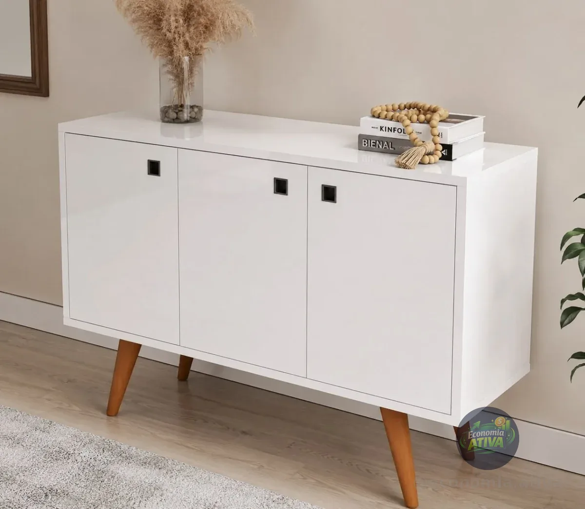 Movél Buffet De Cozinha Madeira Branco Para Sala De Jantar
