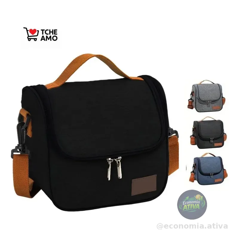 Bolsa Isotérmica Térmica Lancheira Marmita Sacola Para Academia Trabalho Escola E Passeios Alça Removivel Tche Amo Preto