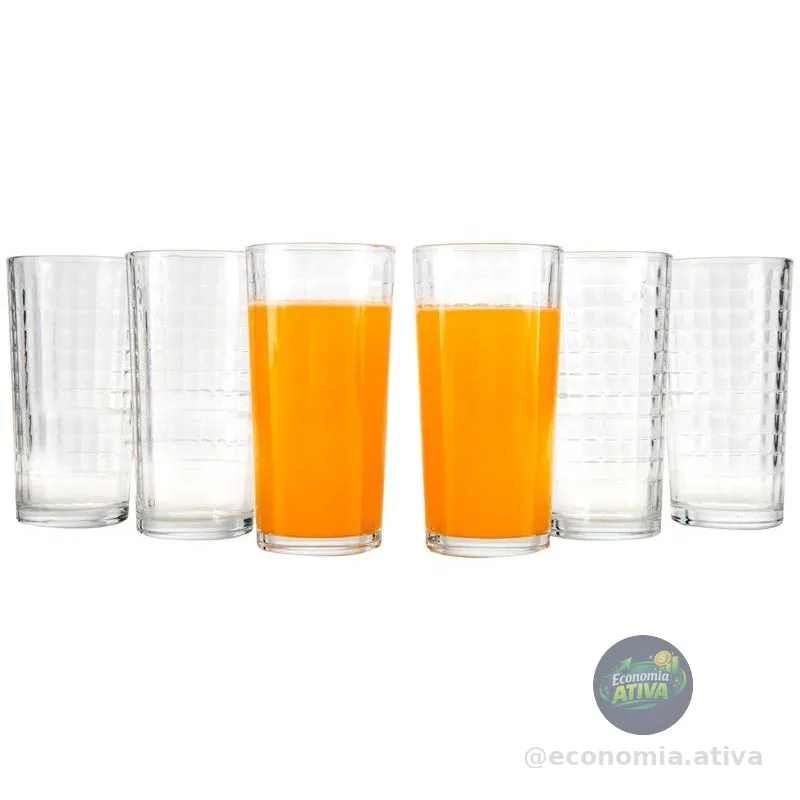 Jogo de Copos de Vidro 255ml 6 Peças Haus Concept Waffle