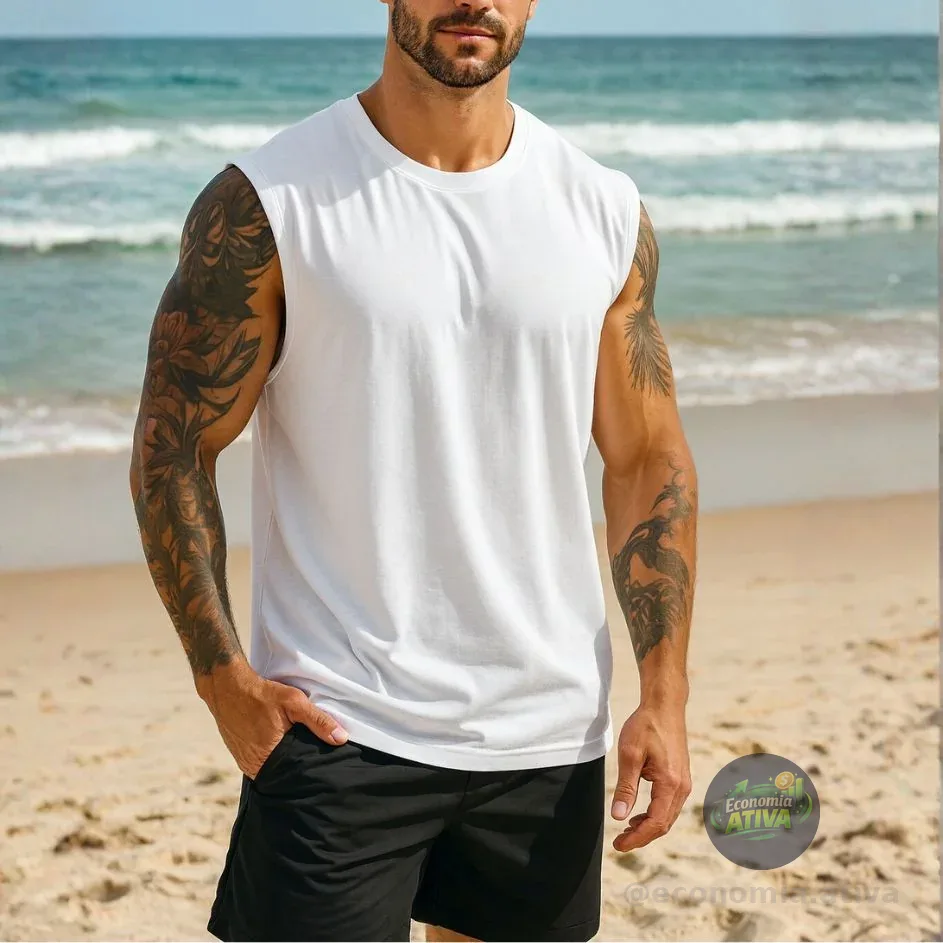 Regata Masculina Oversized Machão Muscle 100% Algodão