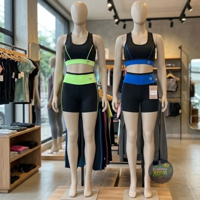 2 Conjunto Fitness Feminino Top E Short De Academia