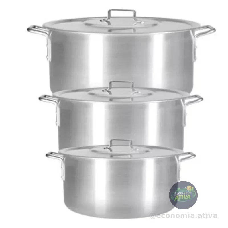 Kit Panelas de Alumínio para Feijoada Jogo de Panela 3 peças