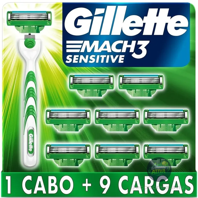 Gillette Aparelho De Barbear Mach3 Sensitive + 9 Cargas