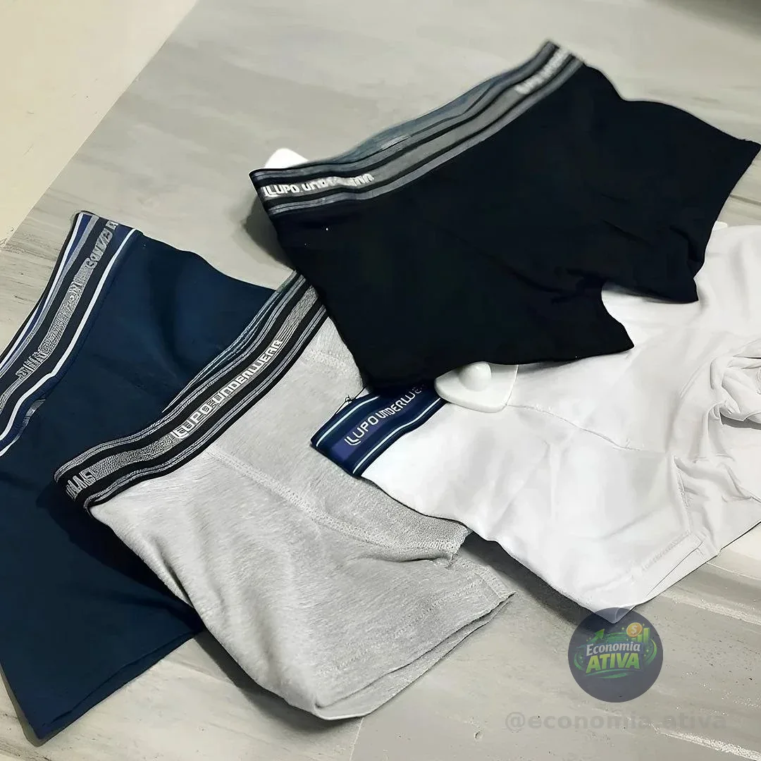 Kit 4 Cuecas Boxer Lupo Algodão Confortável Box Original