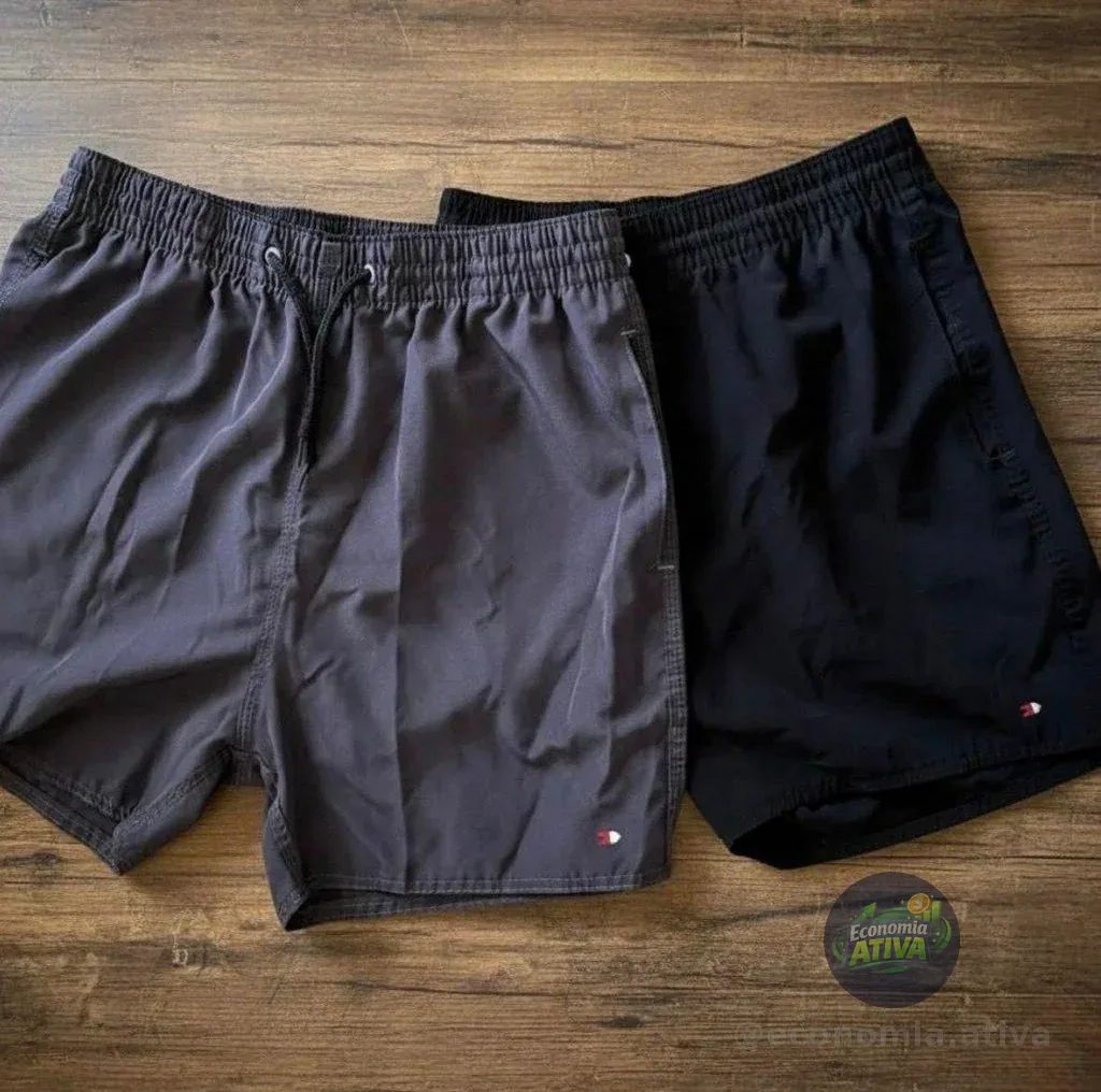 Kit 2 Shorts Bermuda Tactel Elástico Sandrini Academia Sport
