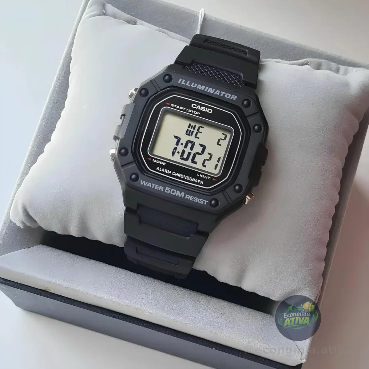 Relógio De Pulso Casio Youth W-218h-1av Preto Cinza/preto