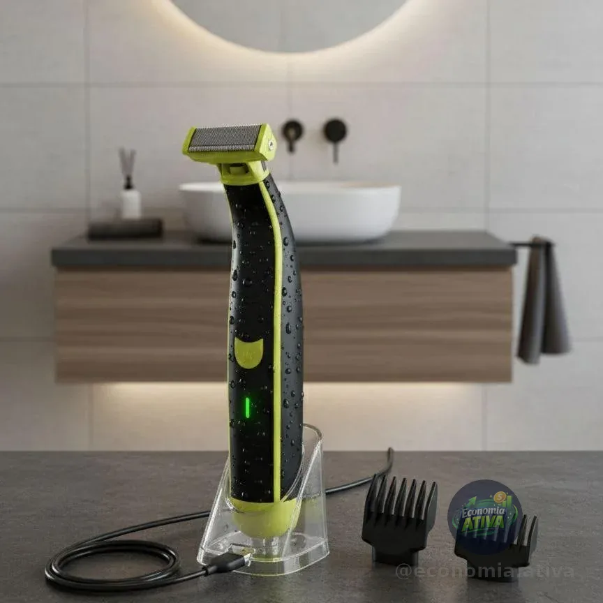 Aparador De Pelos Elétrico Lecom Prova D'água Bivolt Barbear E Depilar Preto 127/220v